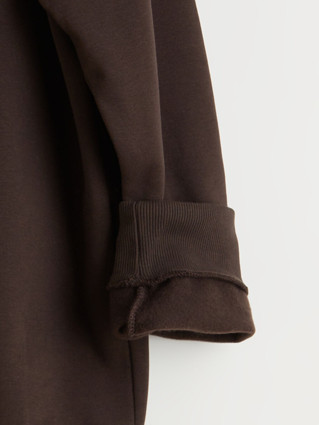 Kahverengi Büyük Beden Bisiklet Yaka Baskılı Erkek Kalın Sweatshirt-5