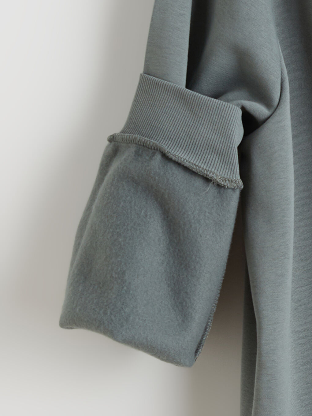 Yeşil Büyük Beden Bisiklet Yaka Baskılı Erkek Kalın Sweatshirt-9