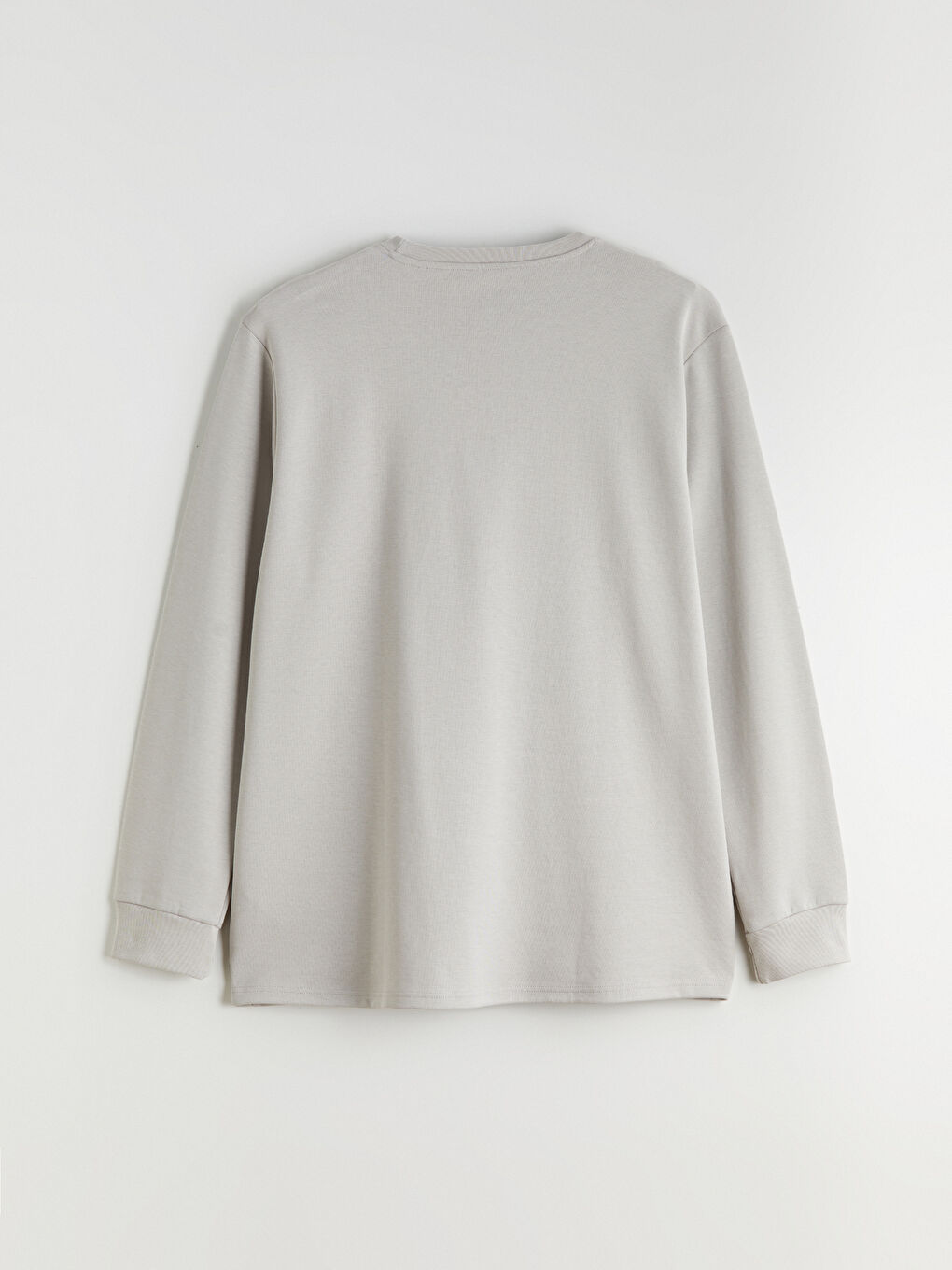 Gri Büyük Beden Bisiklet Yaka Baskılı Erkek Sweatshirt-5