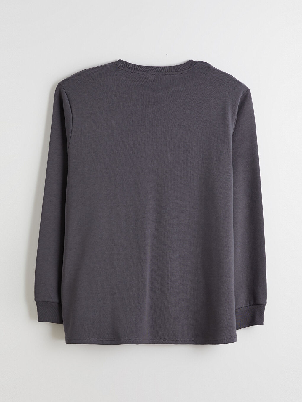 Antrasit Büyük Beden Bisiklet Yaka Baskılı Erkek Sweatshirt-5