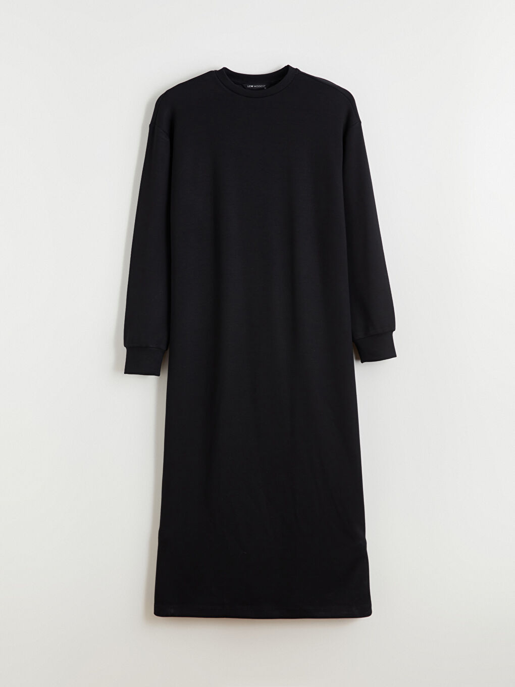 Siyah Bisiklet Yaka Sweat Elbise-3