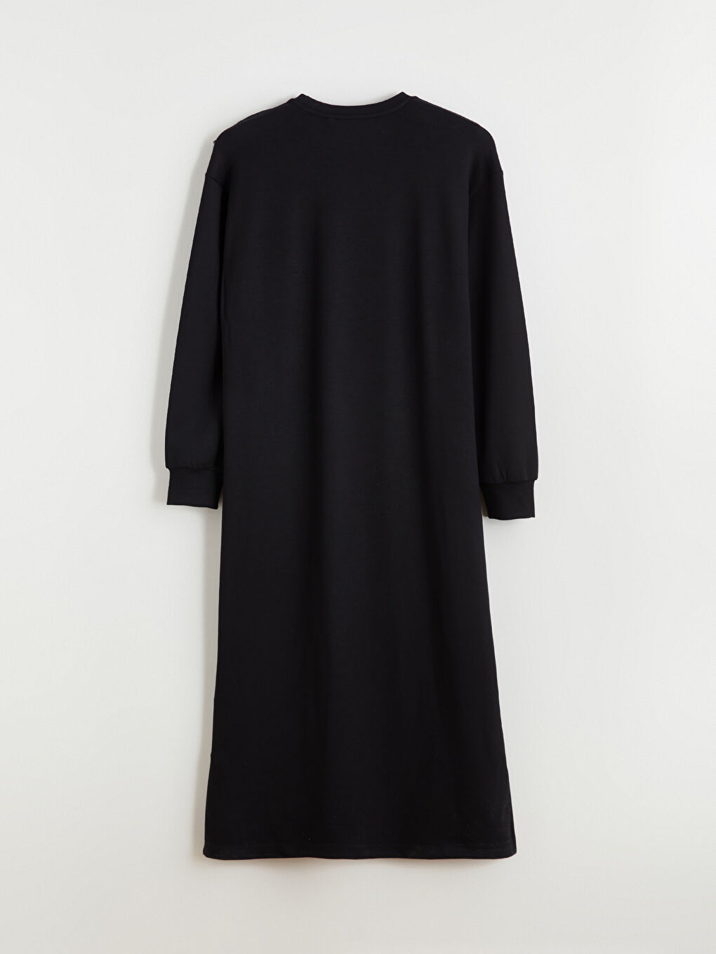 Siyah Bisiklet Yaka Sweat Elbise-5