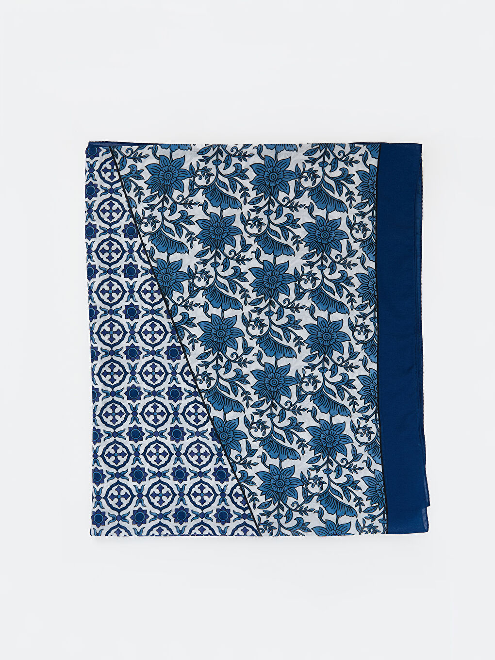 Mavi Desenli Kadın Şal-1