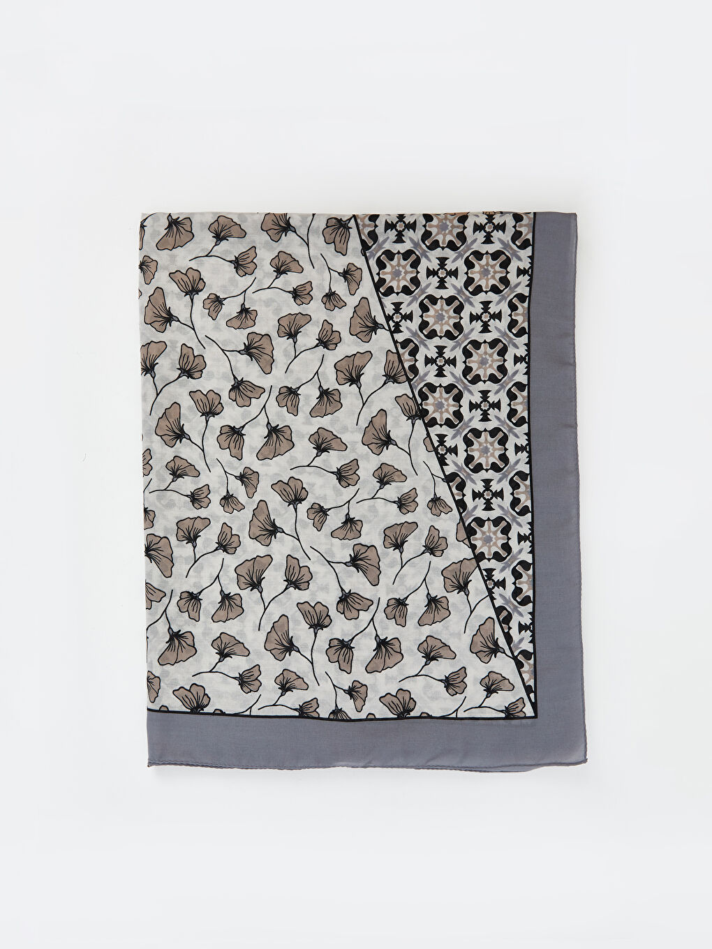 Bej Desenli Kadın Şal-1