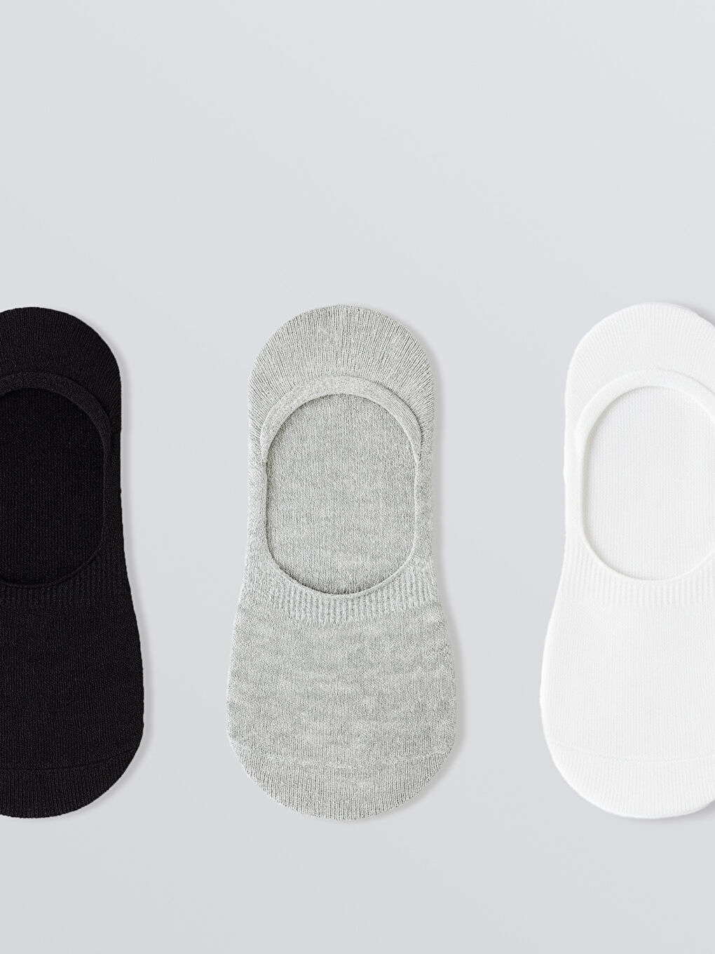 Beyaz Kadın Düz Babet Çorap 3'lü-1
