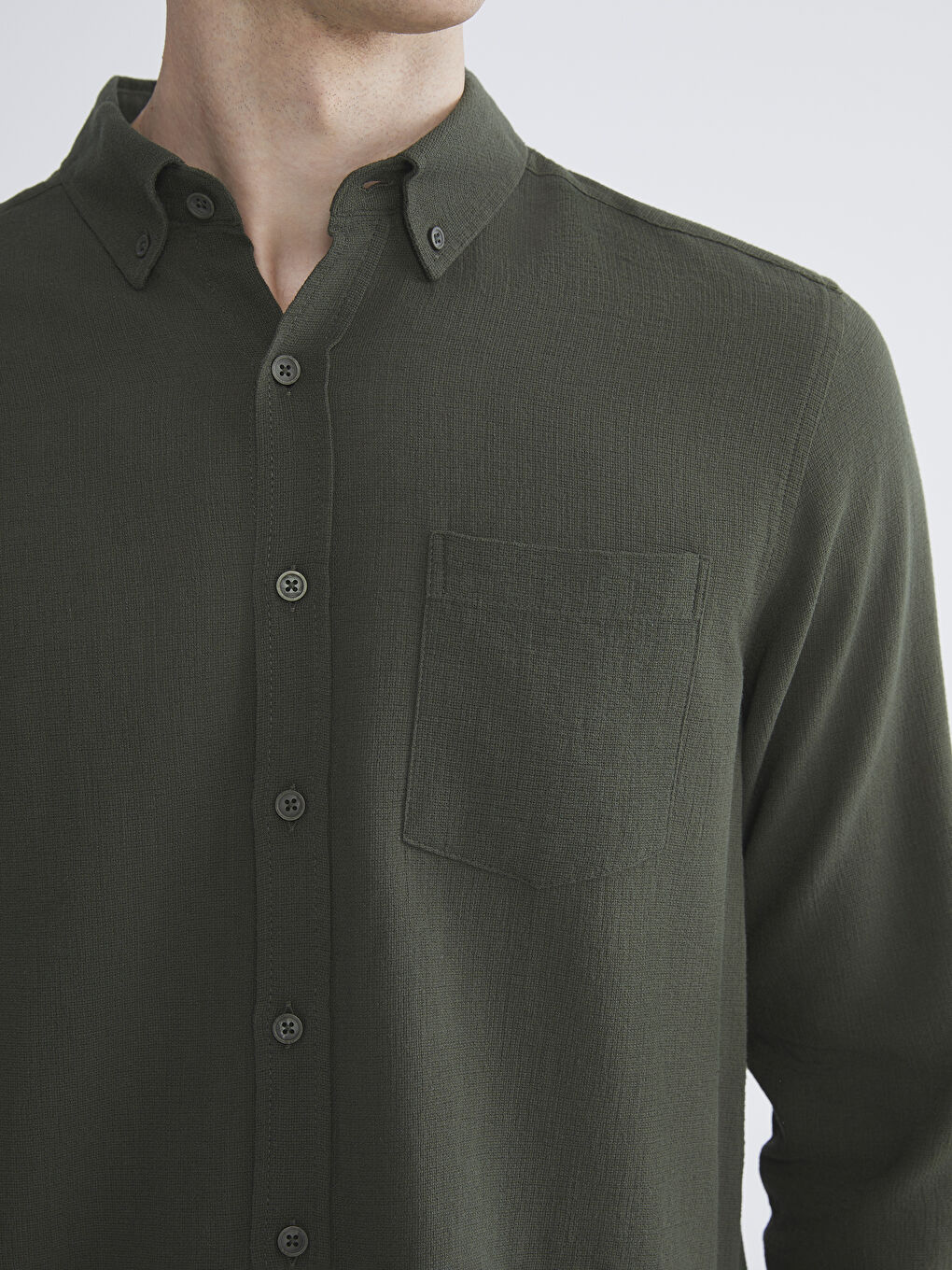 Haki Regular Fit Uzun Kollu Erkek Gömlek-2