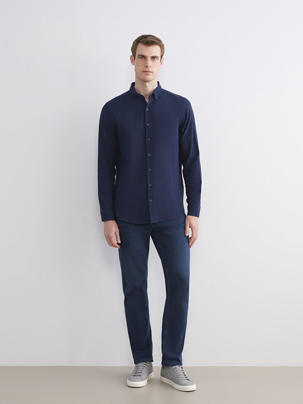 İndigo Regular Fit Uzun Kollu Erkek Gömlek-1