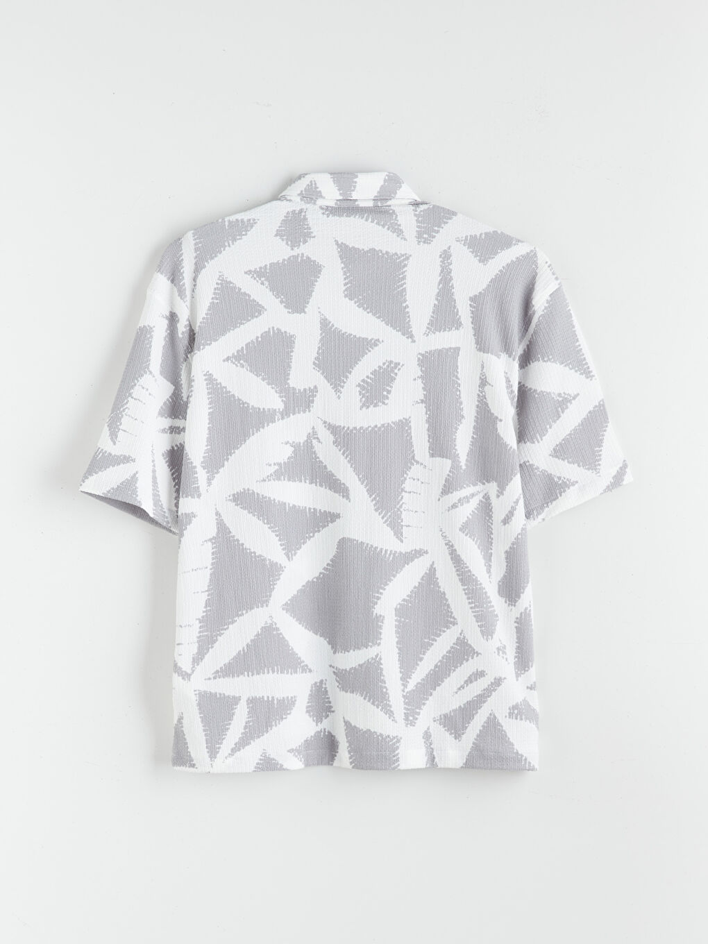 Gri Regular Fit Kısa Kollu Desenli Erkek Gömlek-5