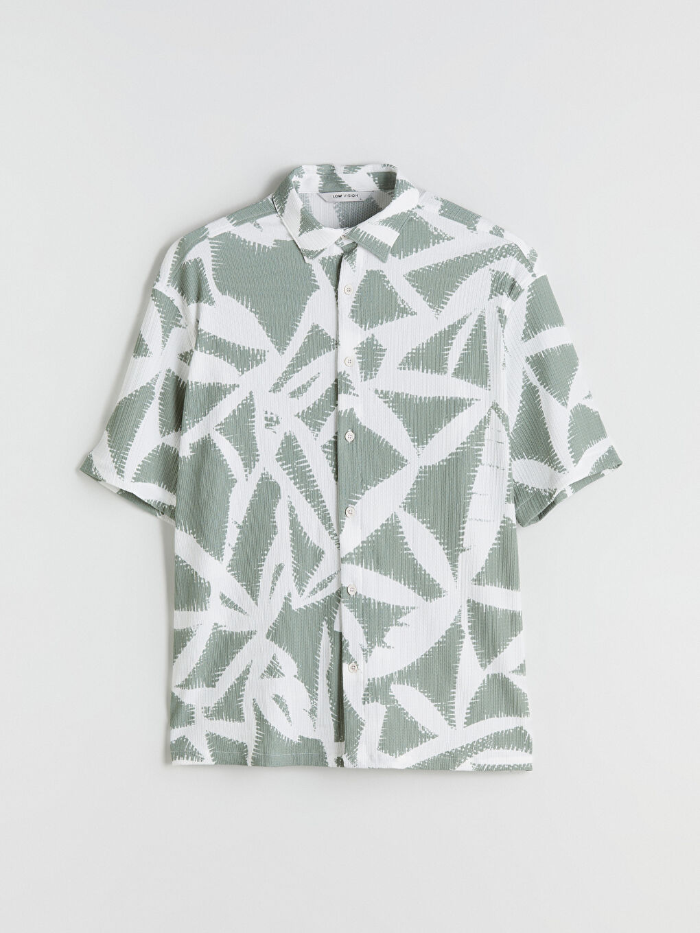 Yeşil Regular Fit Kısa Kollu Desenli Erkek Gömlek-4
