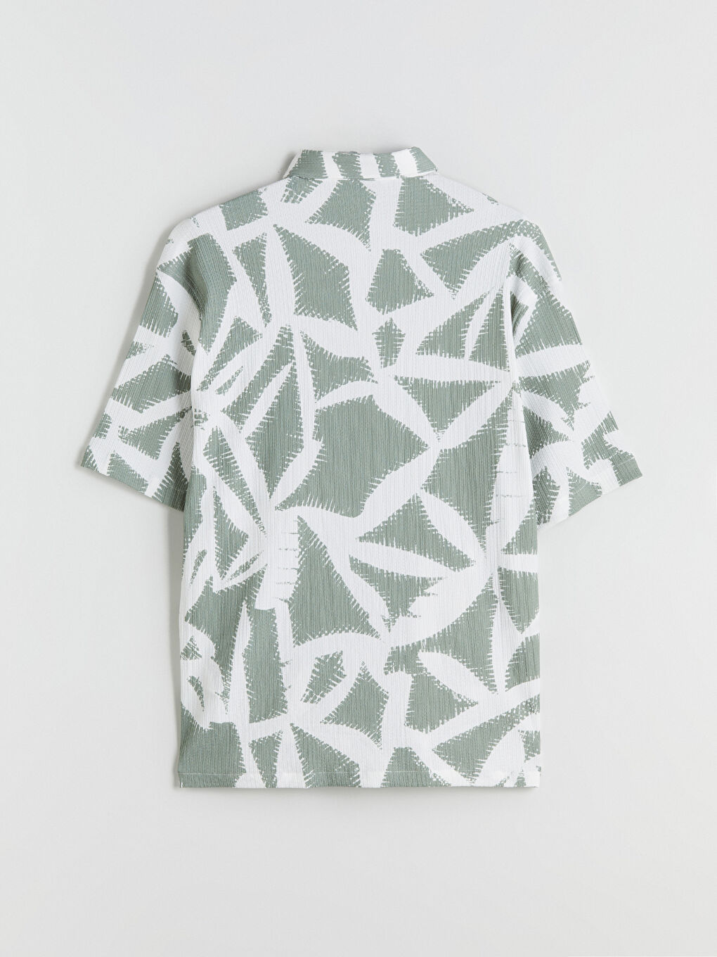 Yeşil Regular Fit Kısa Kollu Desenli Erkek Gömlek-5