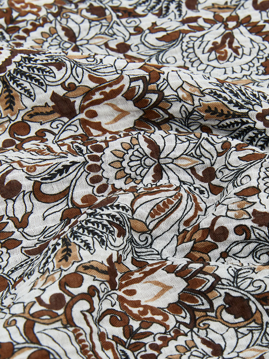 Kahverengi Desenli Kadın Şal-2