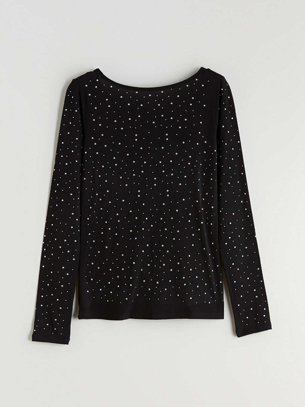 Siyah Kayık Yaka Taşlı Bluz-7