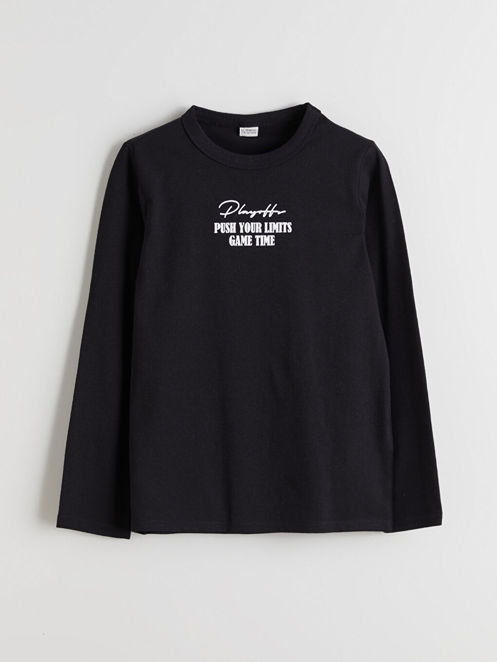 Siyah Bisiklet Yaka Uzun Kollu Erkek Çocuk Tişört-2