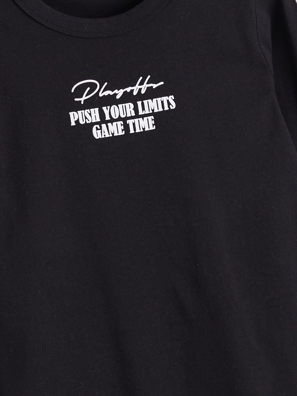 Siyah Bisiklet Yaka Uzun Kollu Erkek Çocuk Tişört-3