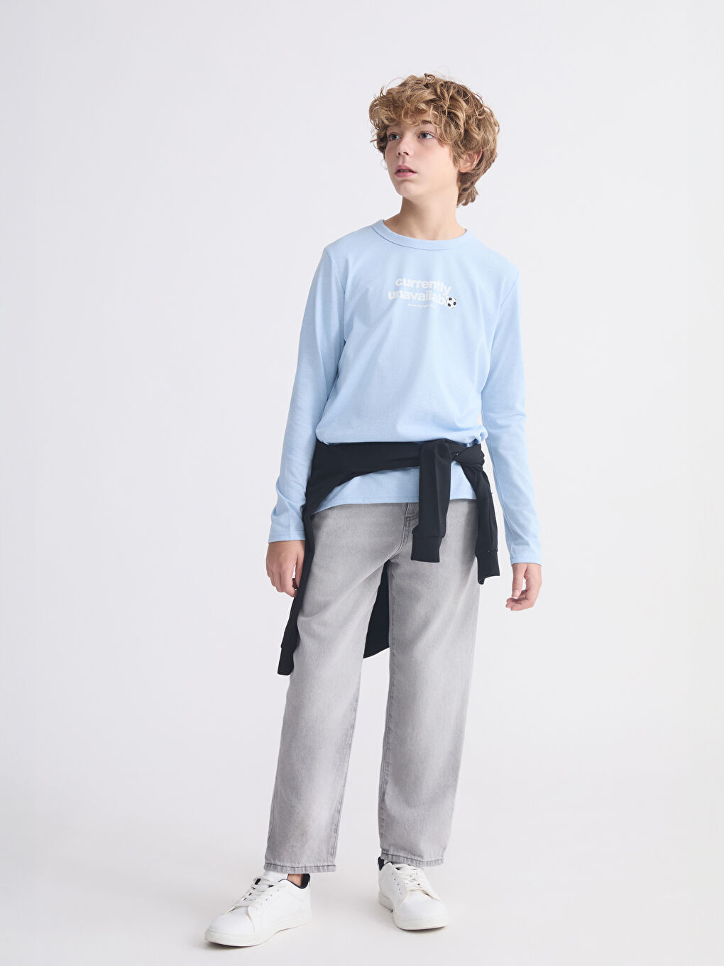 Mavi Bisiklet Yaka Erkek Çocuk Tişört-1