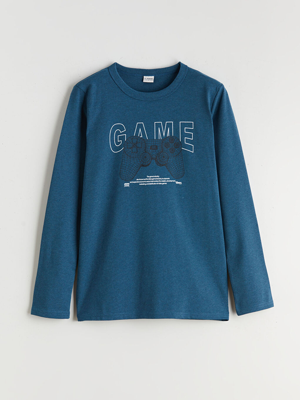 Petrol Bisiklet Yaka Erkek Çocuk Tişört-2