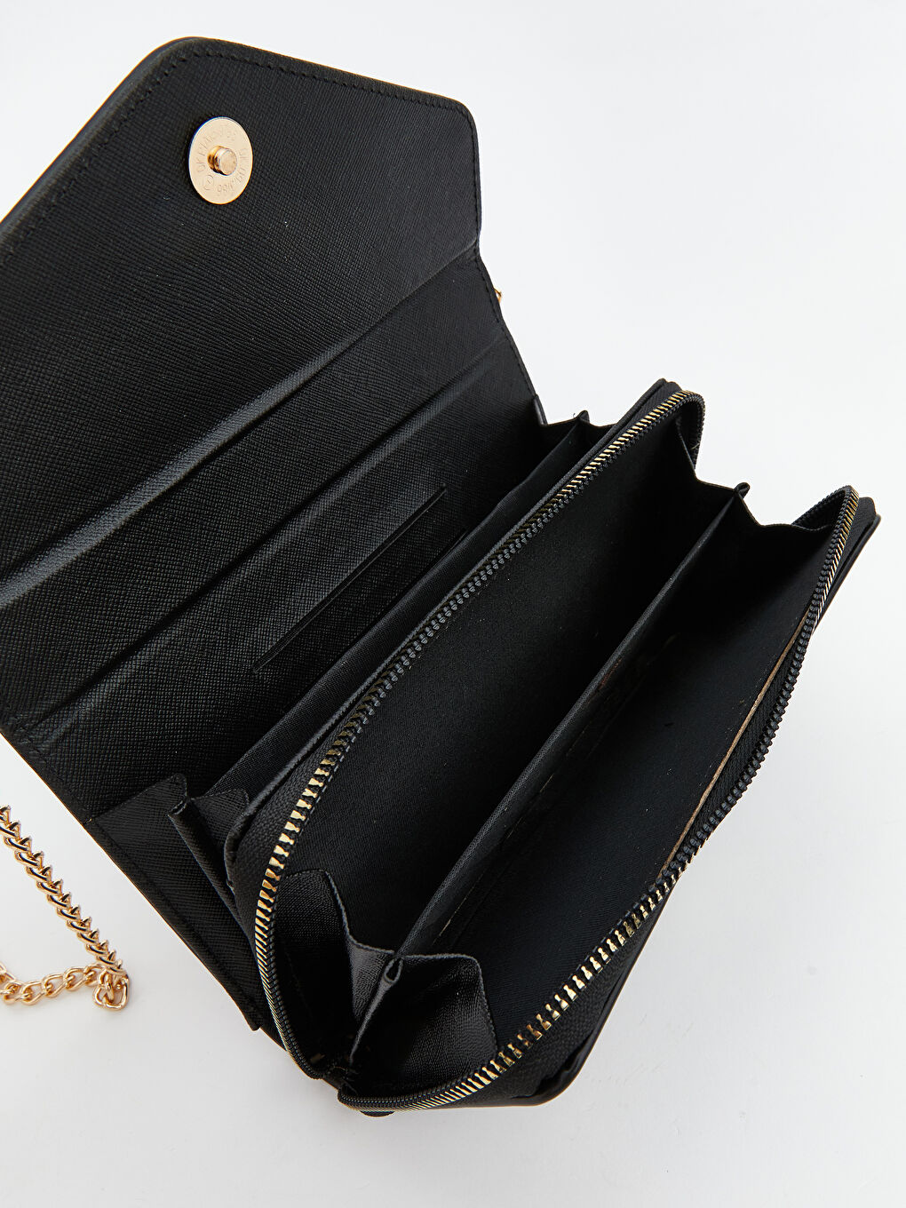 Siyah Deri Görünümlü Kadın Omuz Çantası-2