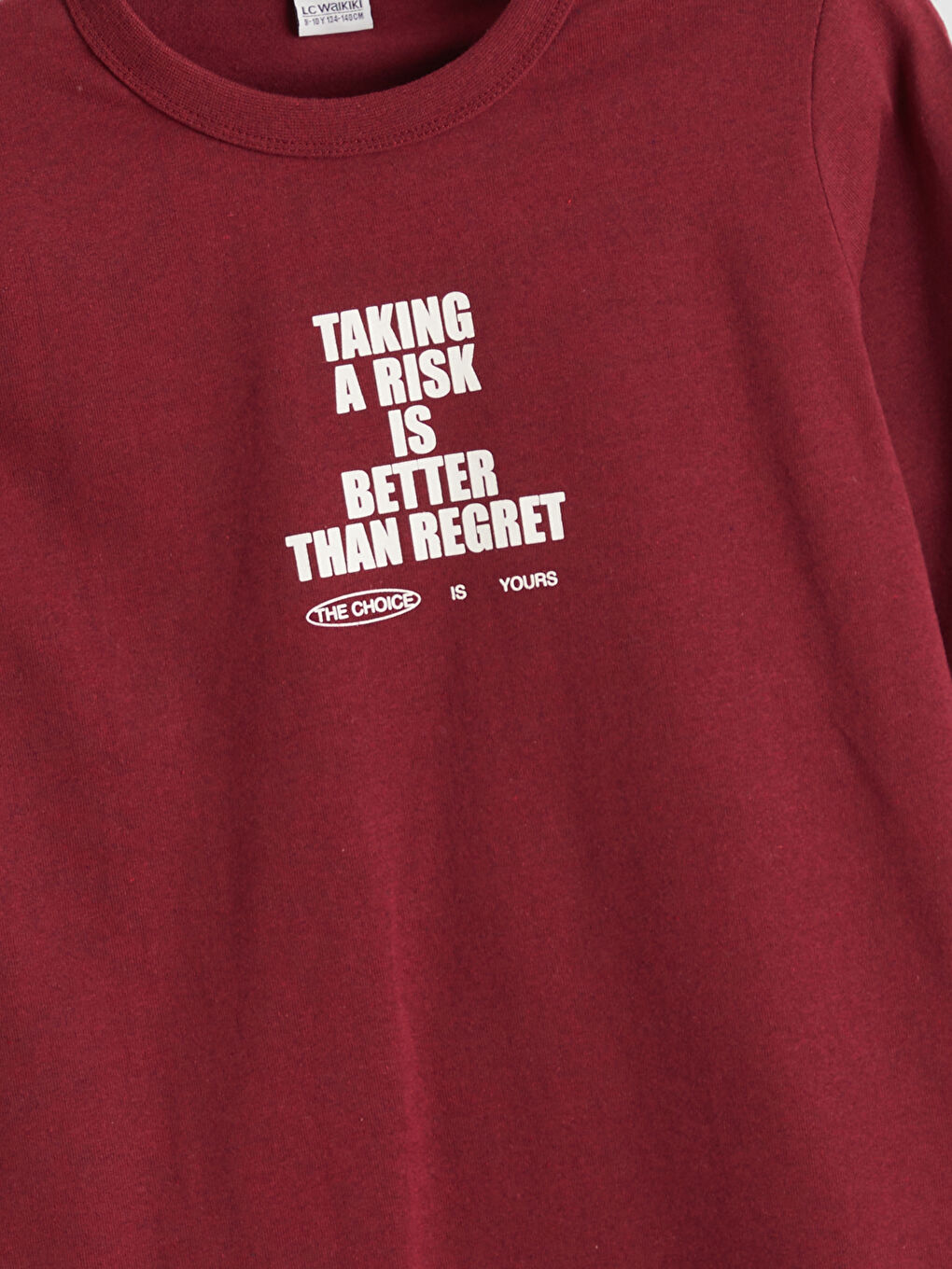 Bordo Bisiklet Yaka Erkek Çocuk Tişört-5