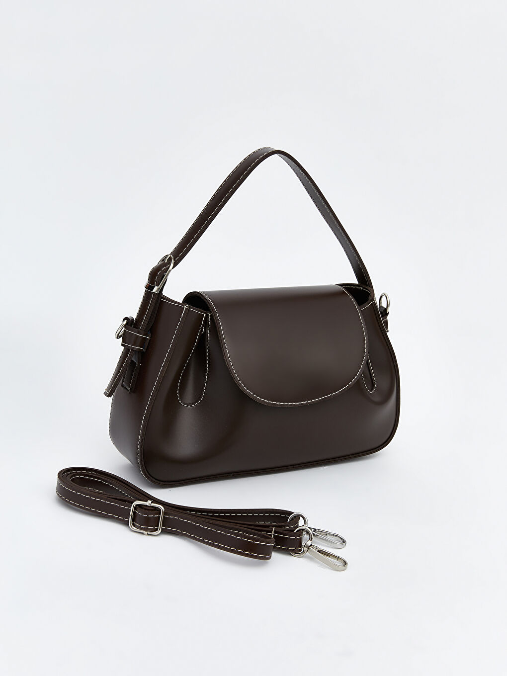 Kahverengi Çıkarılabilir Askılı Kadın Omuz Çantası-1