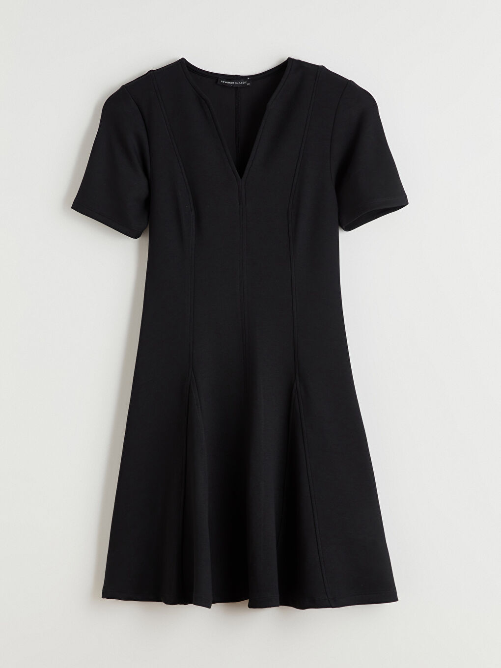 Siyah V Yaka Elbise-4