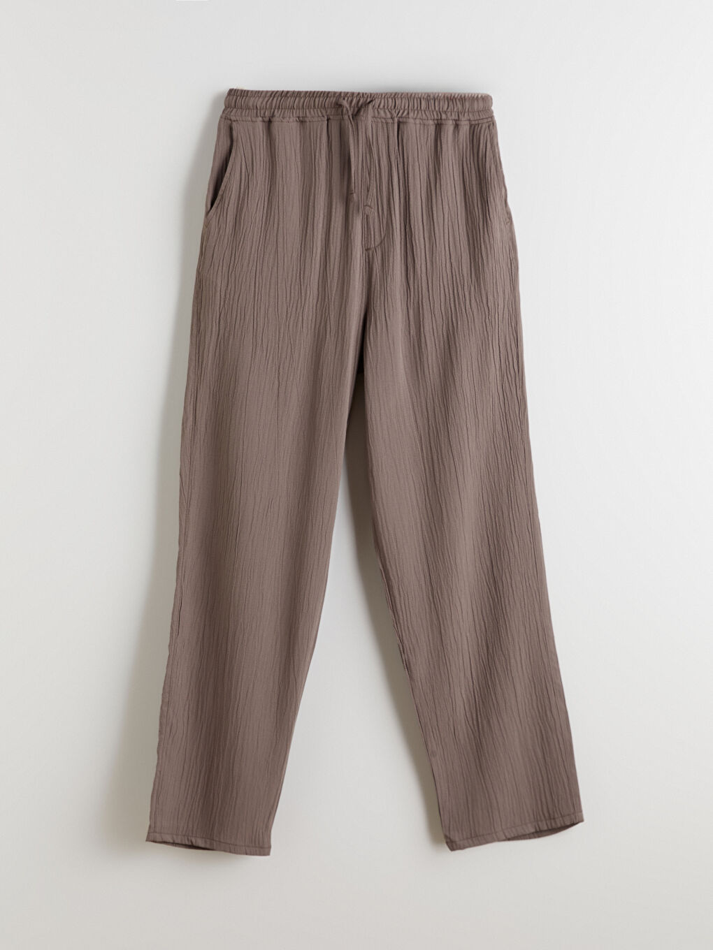 Bej Rahat Kalıp Dokulu Erkek Pantolon-4