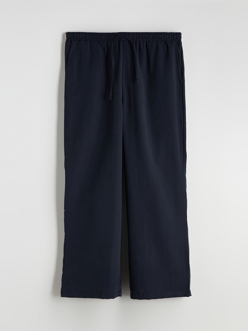 Lacivert Büyük Beden Beli Lastikli Geniş Paça Kadın Pantolon-6