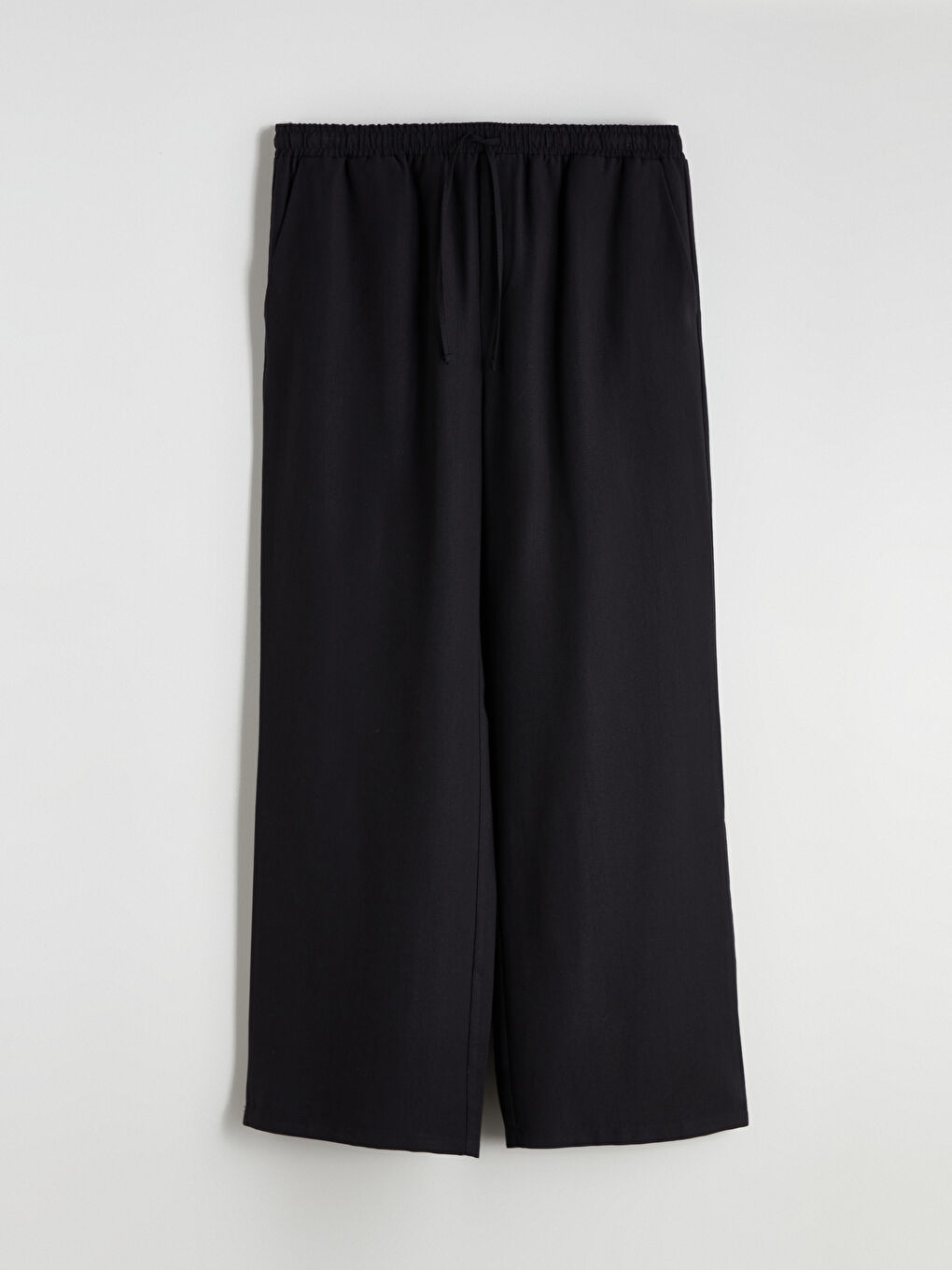 Siyah Büyük Beden Beli Lastikli Geniş Paça Kadın Pantolon-6