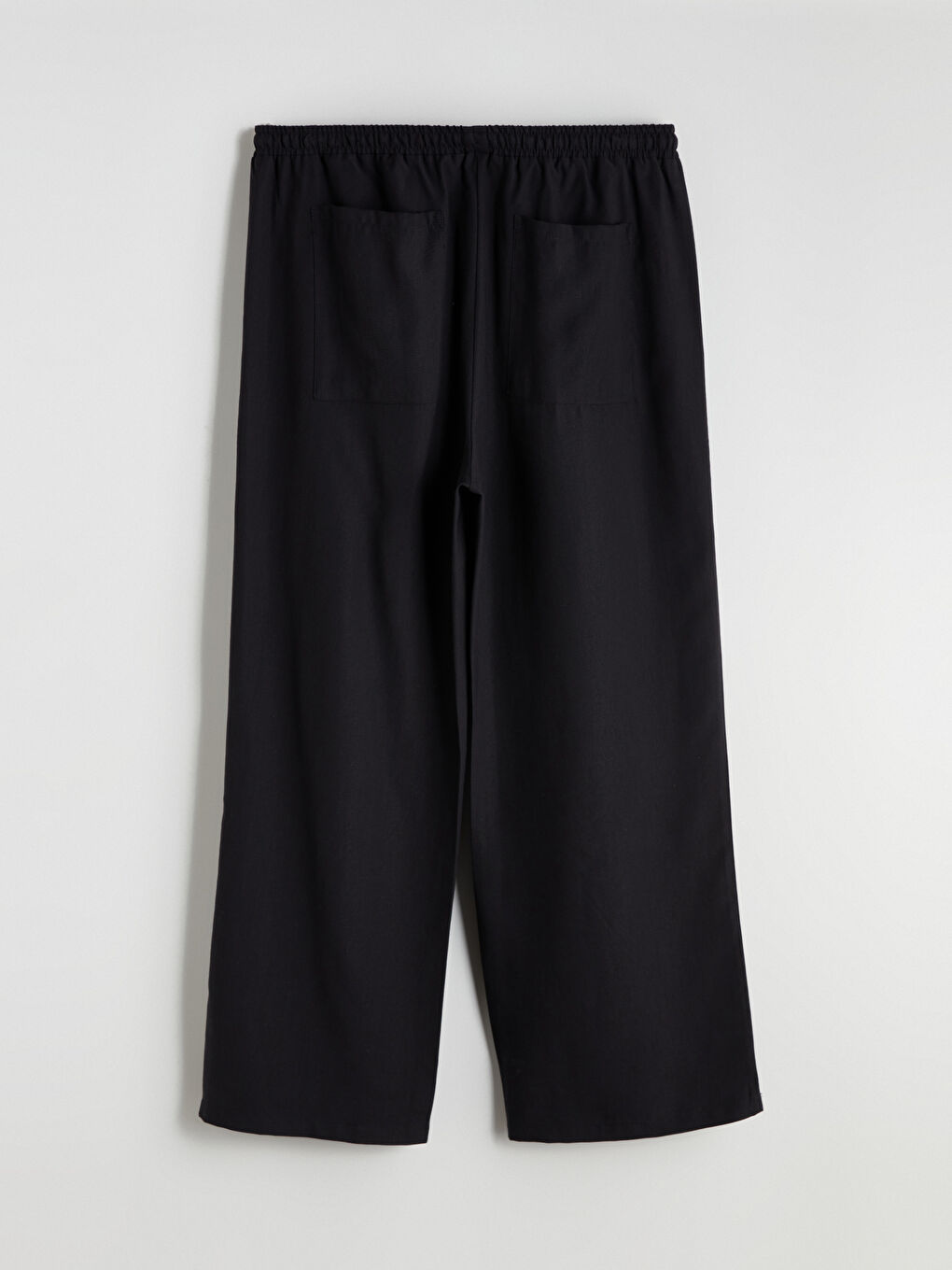 Siyah Büyük Beden Beli Lastikli Geniş Paça Kadın Pantolon-7