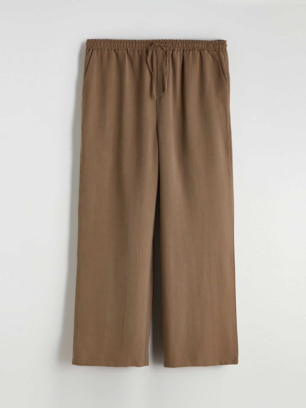 Haki Büyük Beden Beli Lastikli Geniş Paça Kadın Pantolon-6