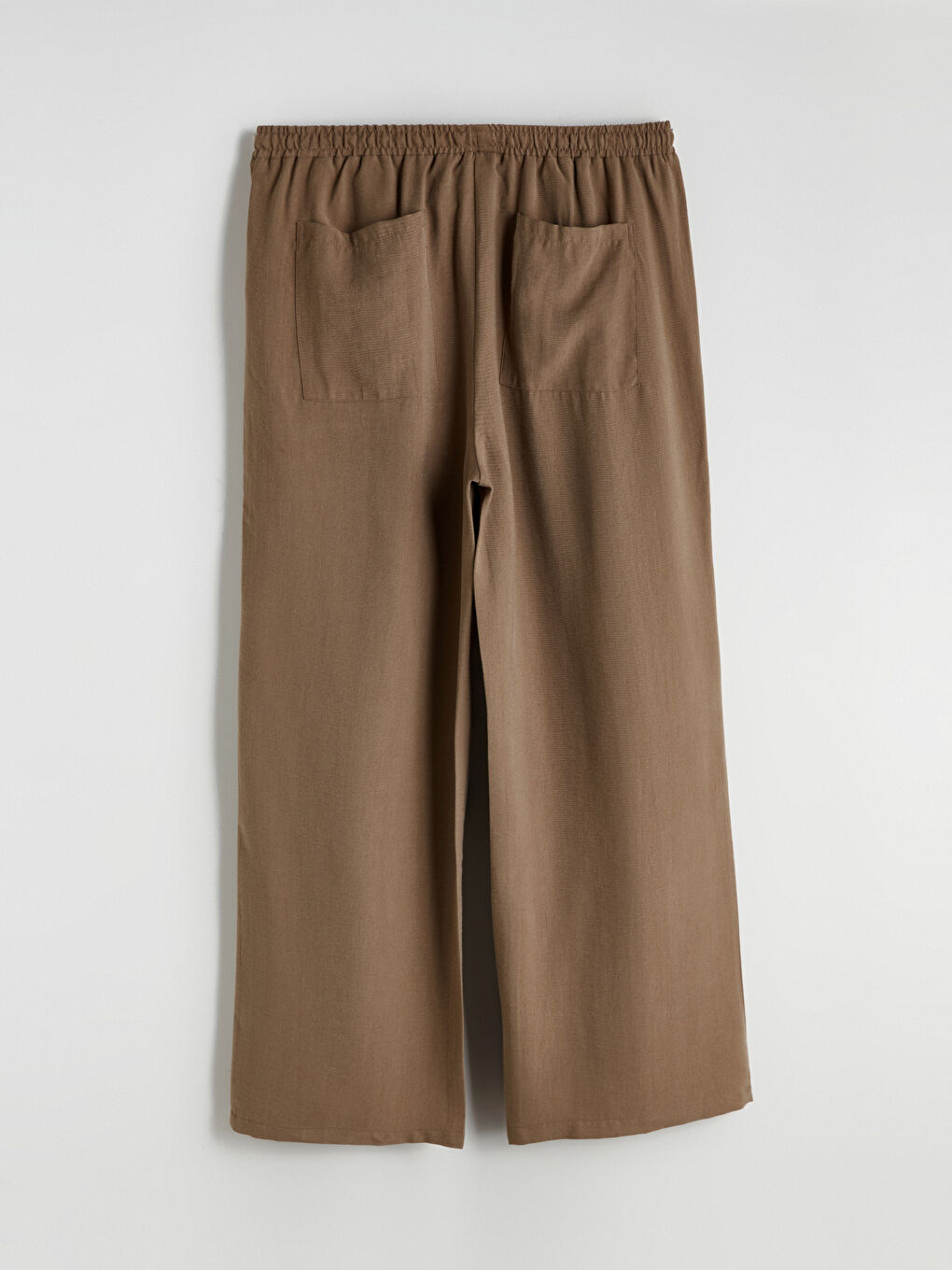 Haki Büyük Beden Beli Lastikli Geniş Paça Kadın Pantolon-7