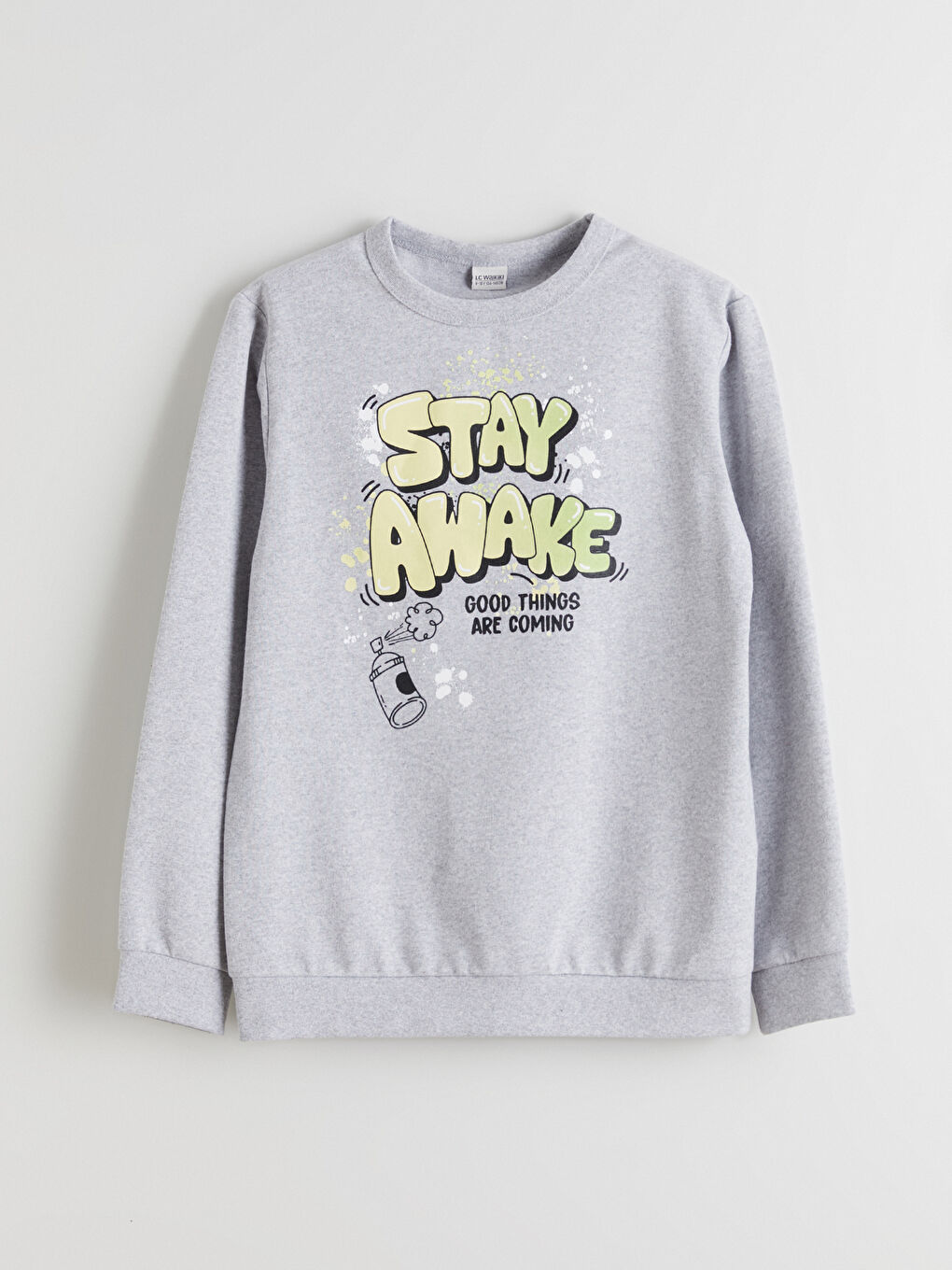 Gri Bisiklet Yaka Erkek Çocuk Sweatshirt-2