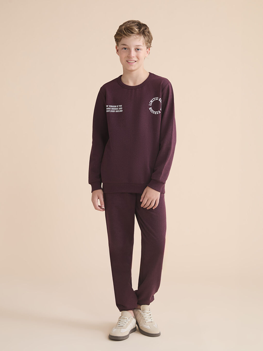 Mürdüm Bisiklet Yaka Erkek Çocuk Sweatshirt-1