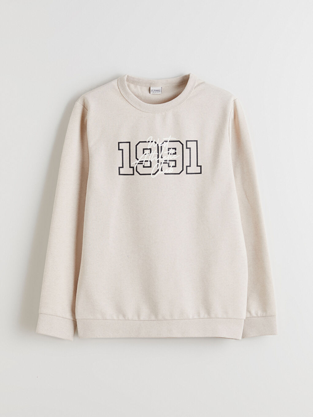 Bej Bisiklet Yaka Erkek Çocuk Sweatshirt-2