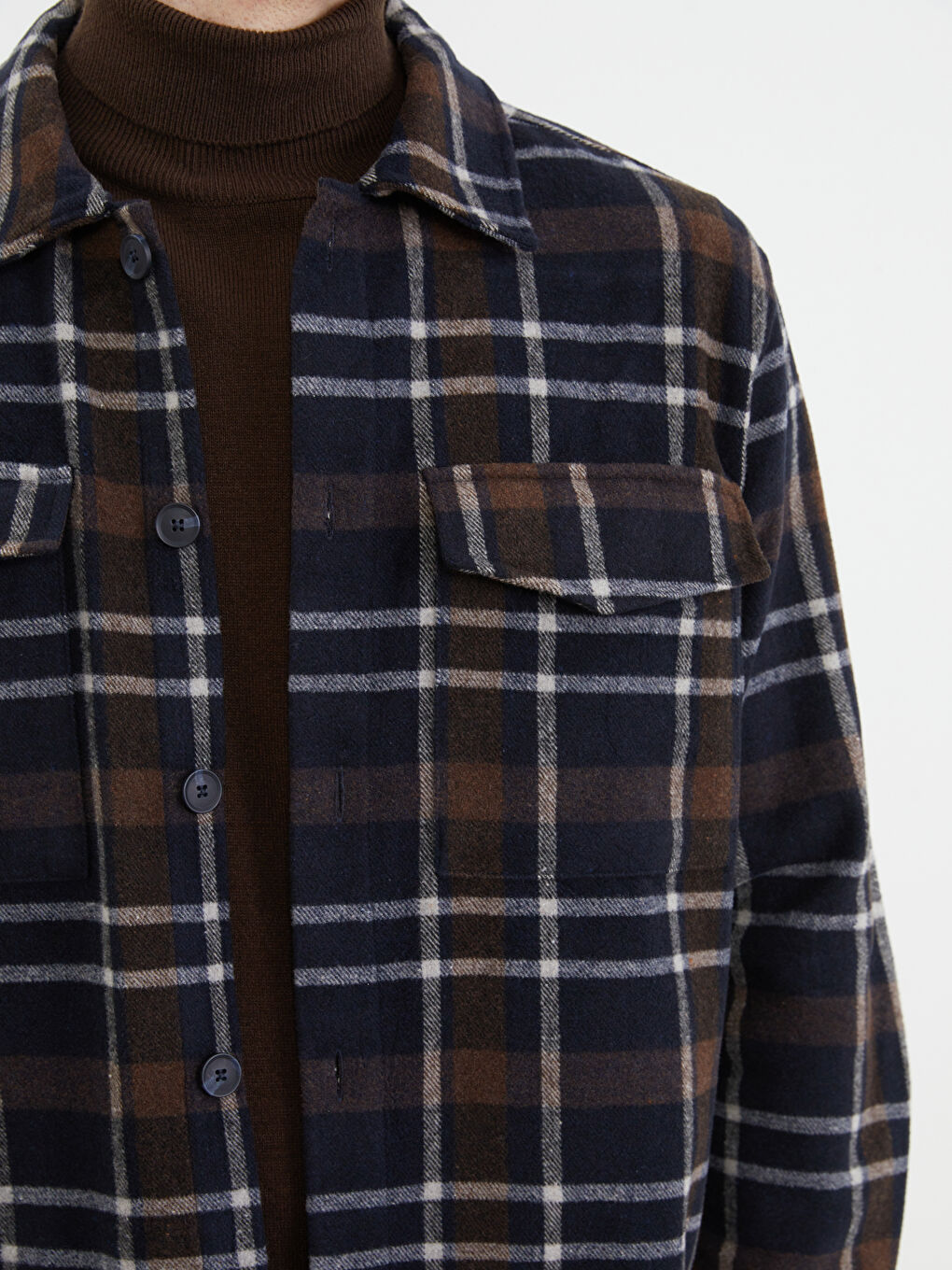 Lacivert Regular Fit Uzun Kollu Ekose Erkek Oduncu Gömlek-2