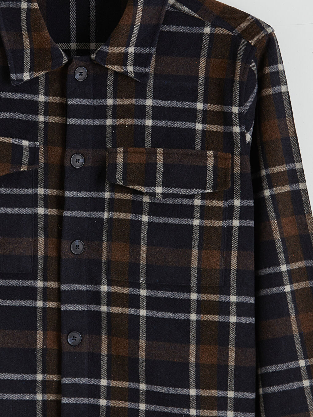 Lacivert Regular Fit Uzun Kollu Ekose Erkek Oduncu Gömlek-5