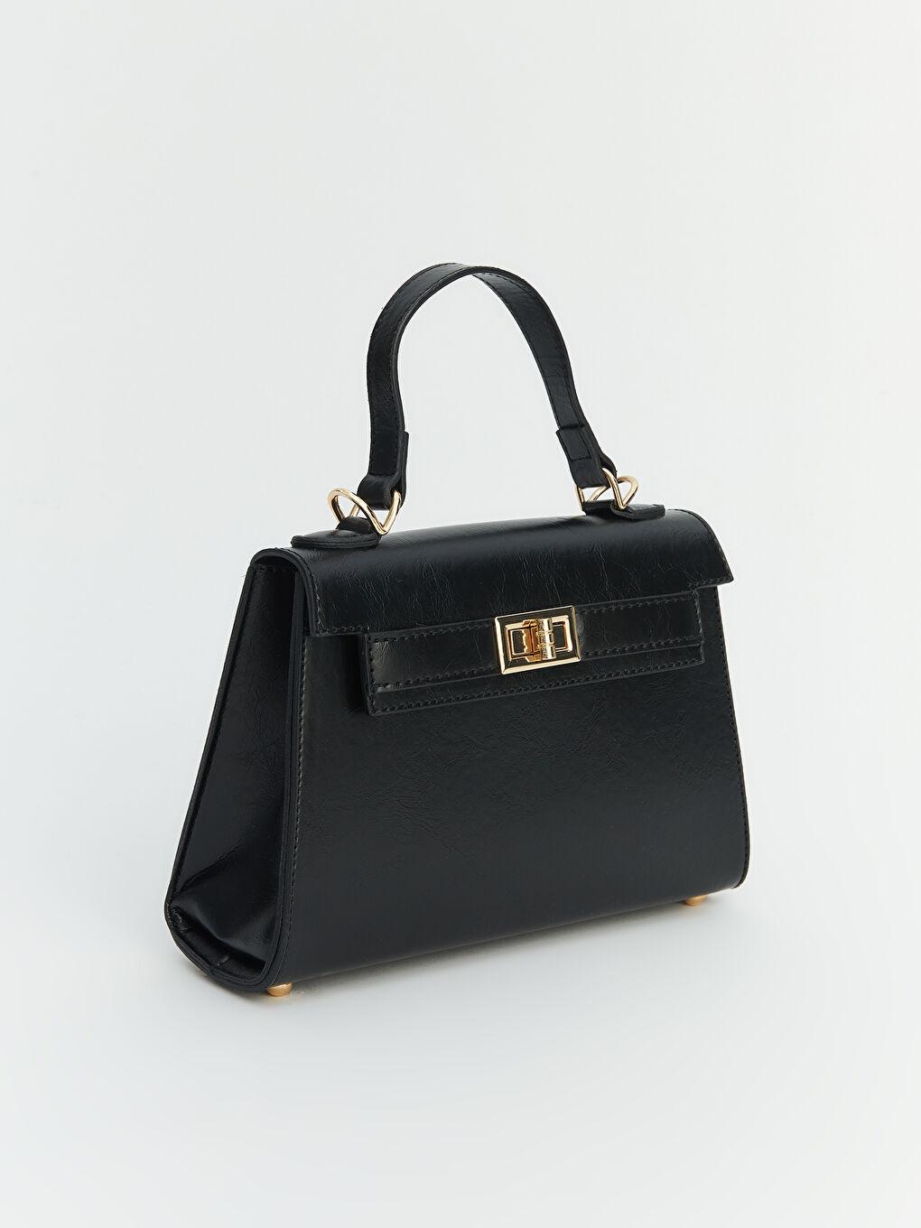 Siyah Deri Görünümlü Kadın El Çantası