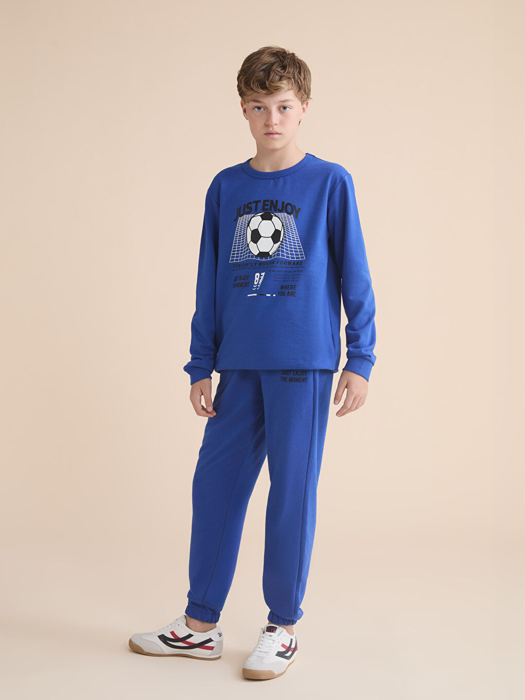 Mavi Beli Lastikli Erkek Çocuk Jogger Eşofman Altı-1