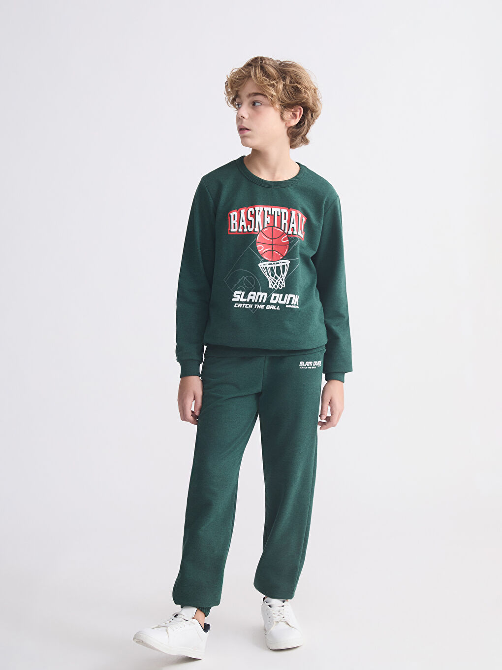 Yeşil Beli Lastikli Erkek Çocuk Jogger Eşofman Altı