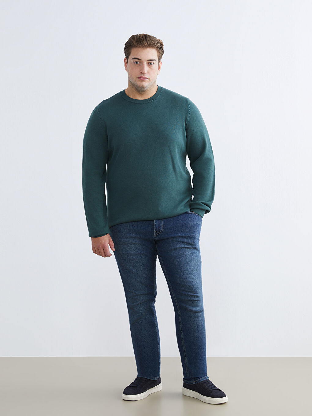 Petrol Bisiklet Yaka Erkek Triko Kazak-1