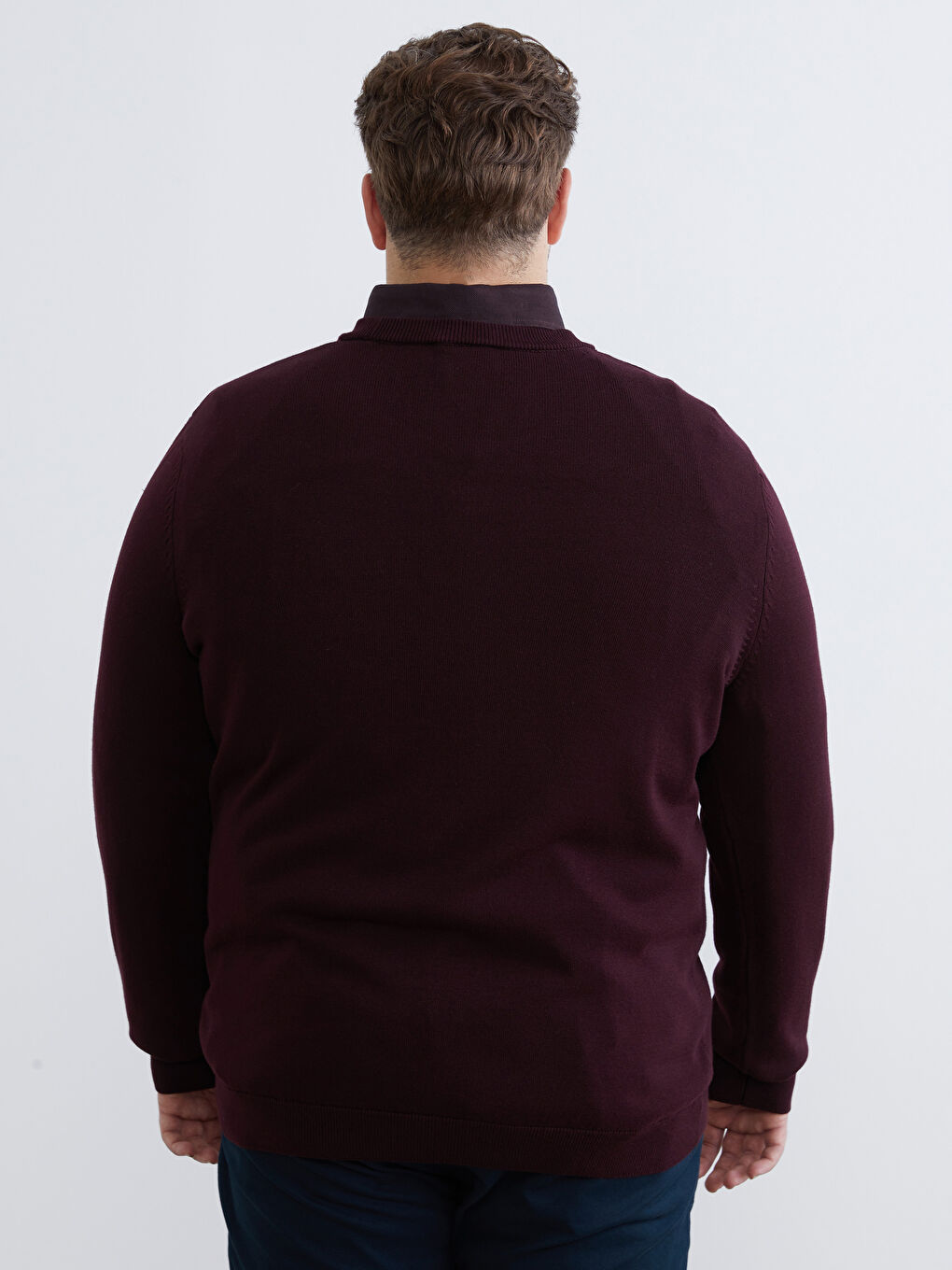 Bordo Bisiklet Yaka Erkek Triko Kazak-3