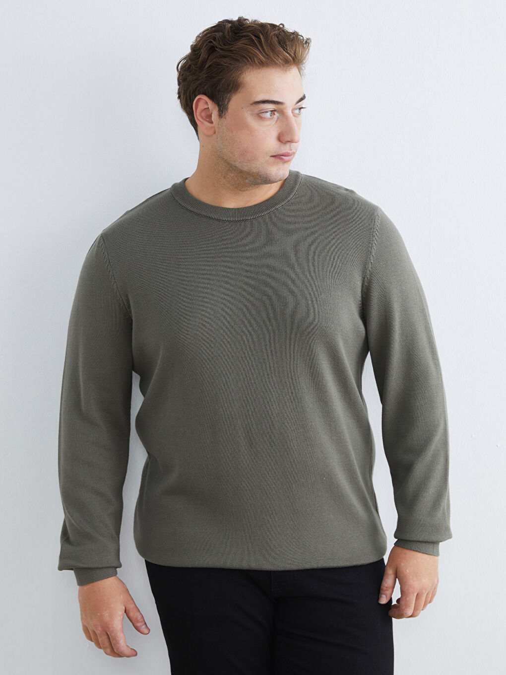 Haki Bisiklet Yaka Erkek Triko Kazak