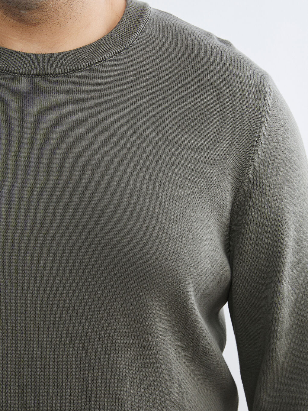 Haki Bisiklet Yaka Erkek Triko Kazak-2