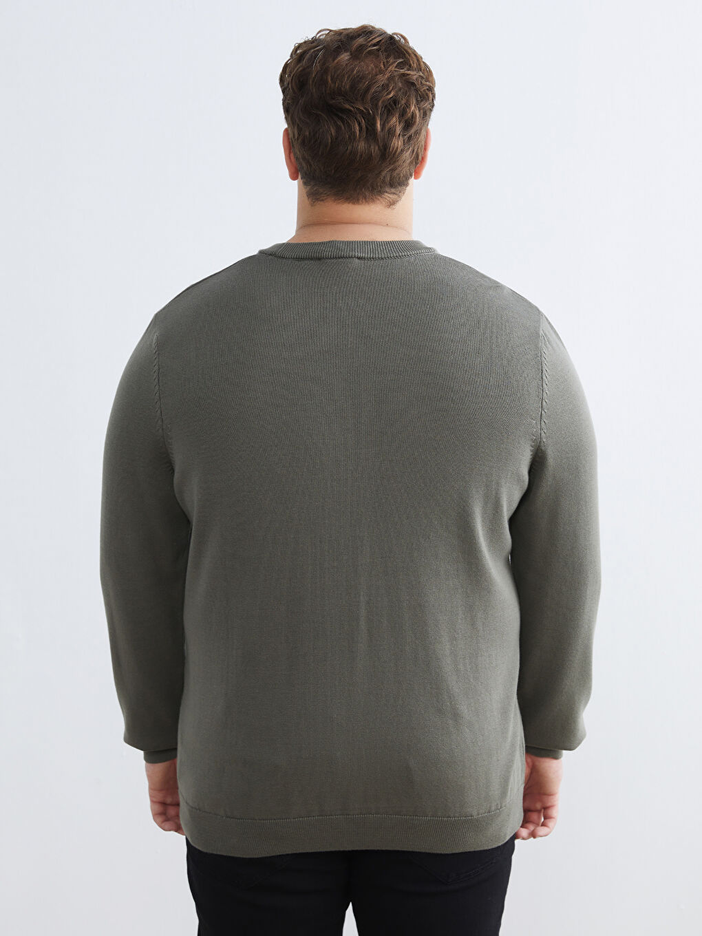 Haki Bisiklet Yaka Erkek Triko Kazak-3