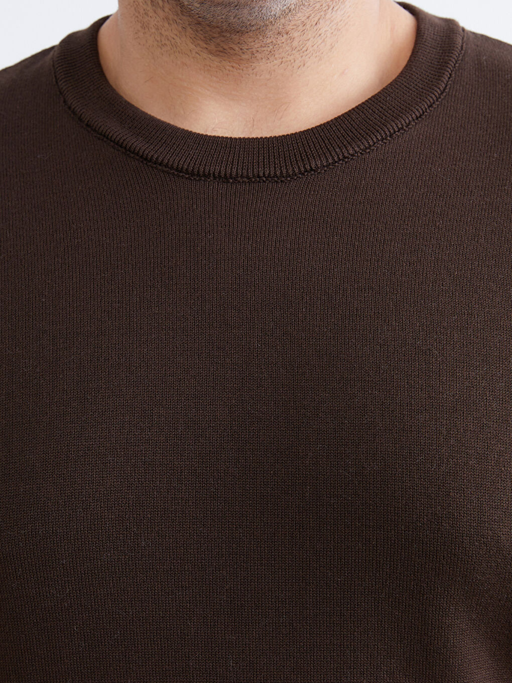 Kahverengi Bisiklet Yaka Erkek Triko Kazak-2