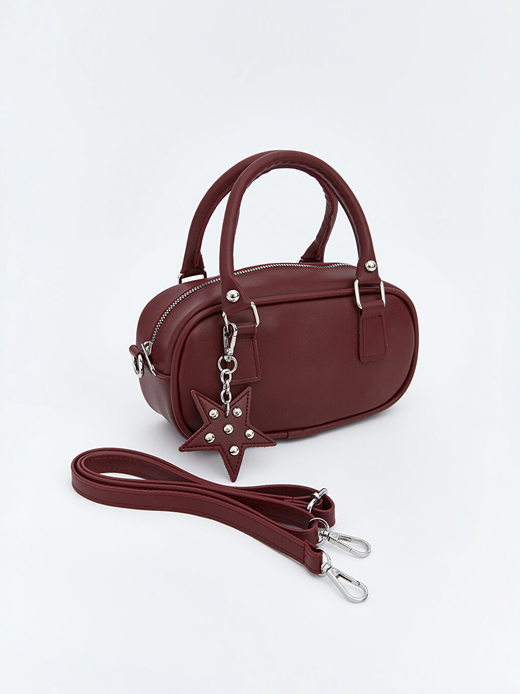 Bordo Çıkarılabilir Askılı Kadın Omuz Çantası-1