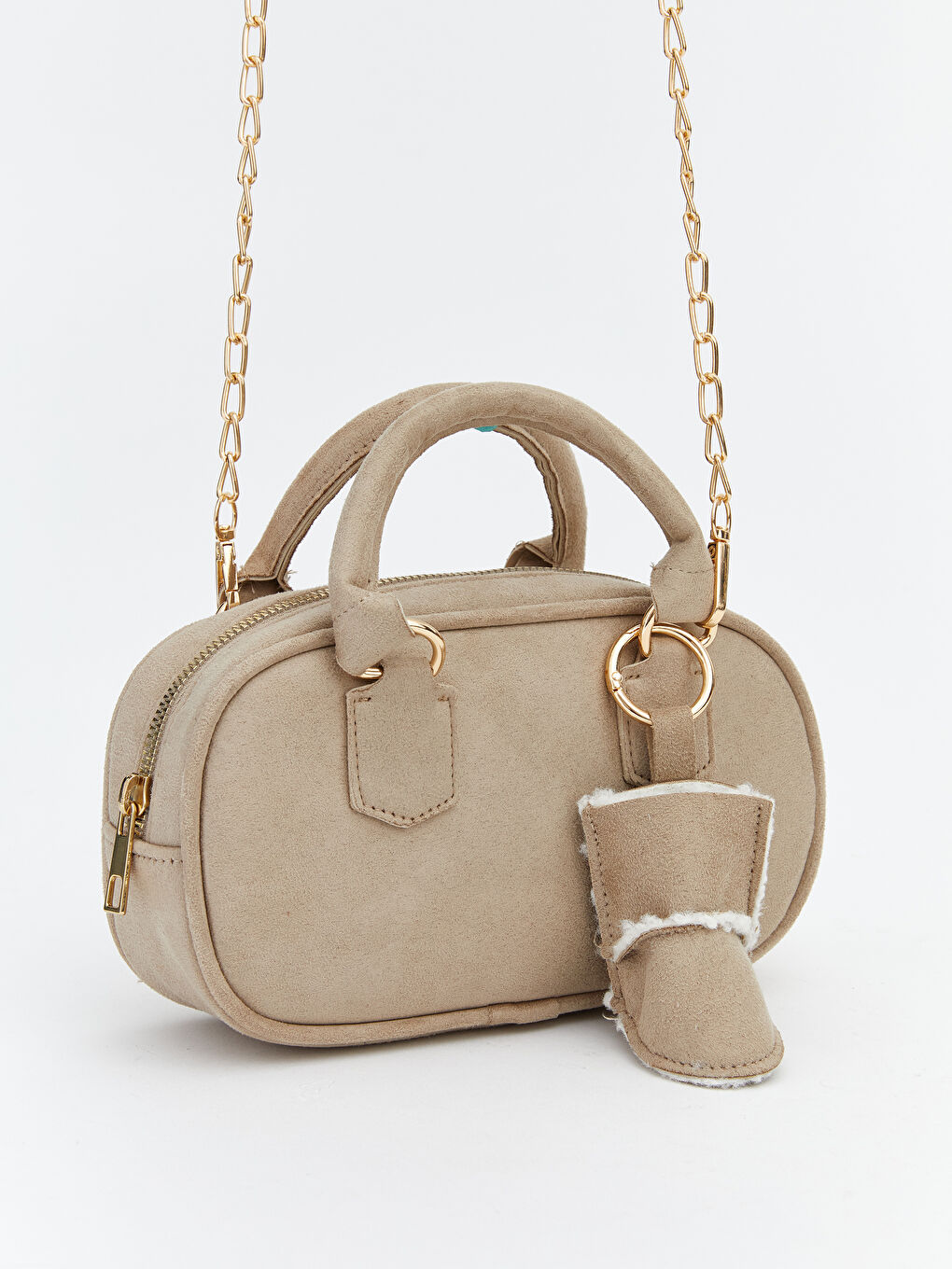 Bej Süet Görünümlü Kadın Omuz Çantası-1