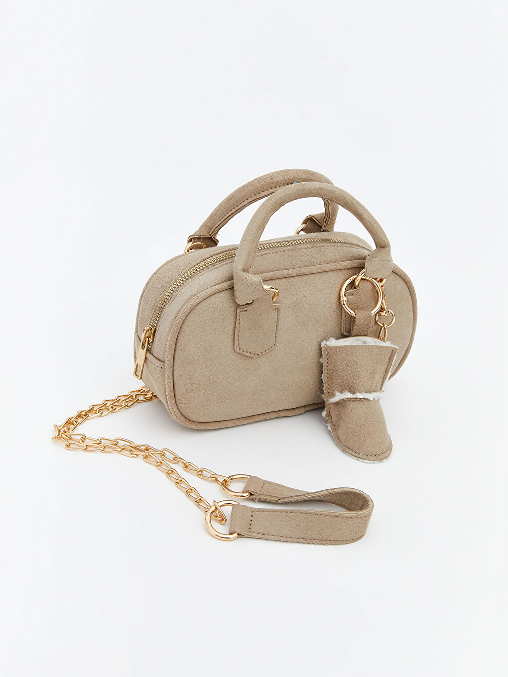 Bej Süet Görünümlü Kadın Omuz Çantası-2