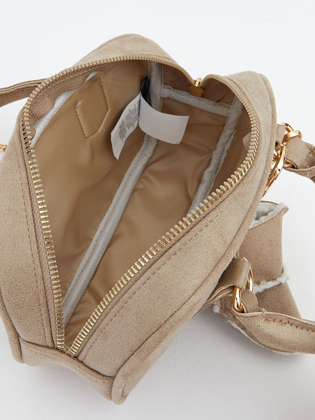 Bej Süet Görünümlü Kadın Omuz Çantası-3