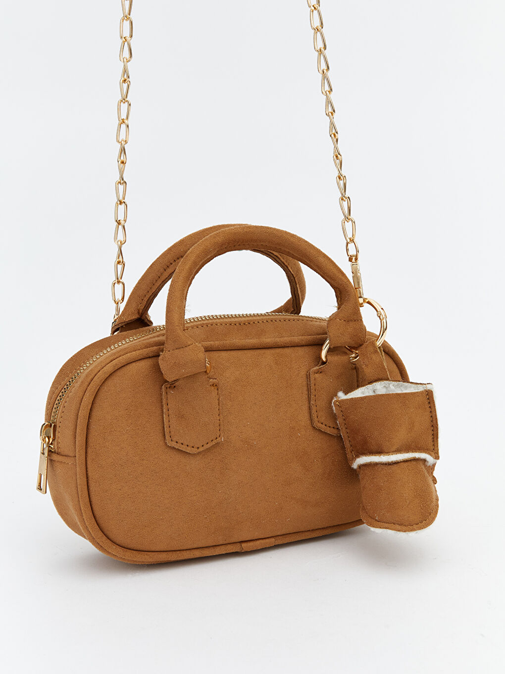 Kahverengi Süet Görünümlü Kadın Omuz Çantası-1