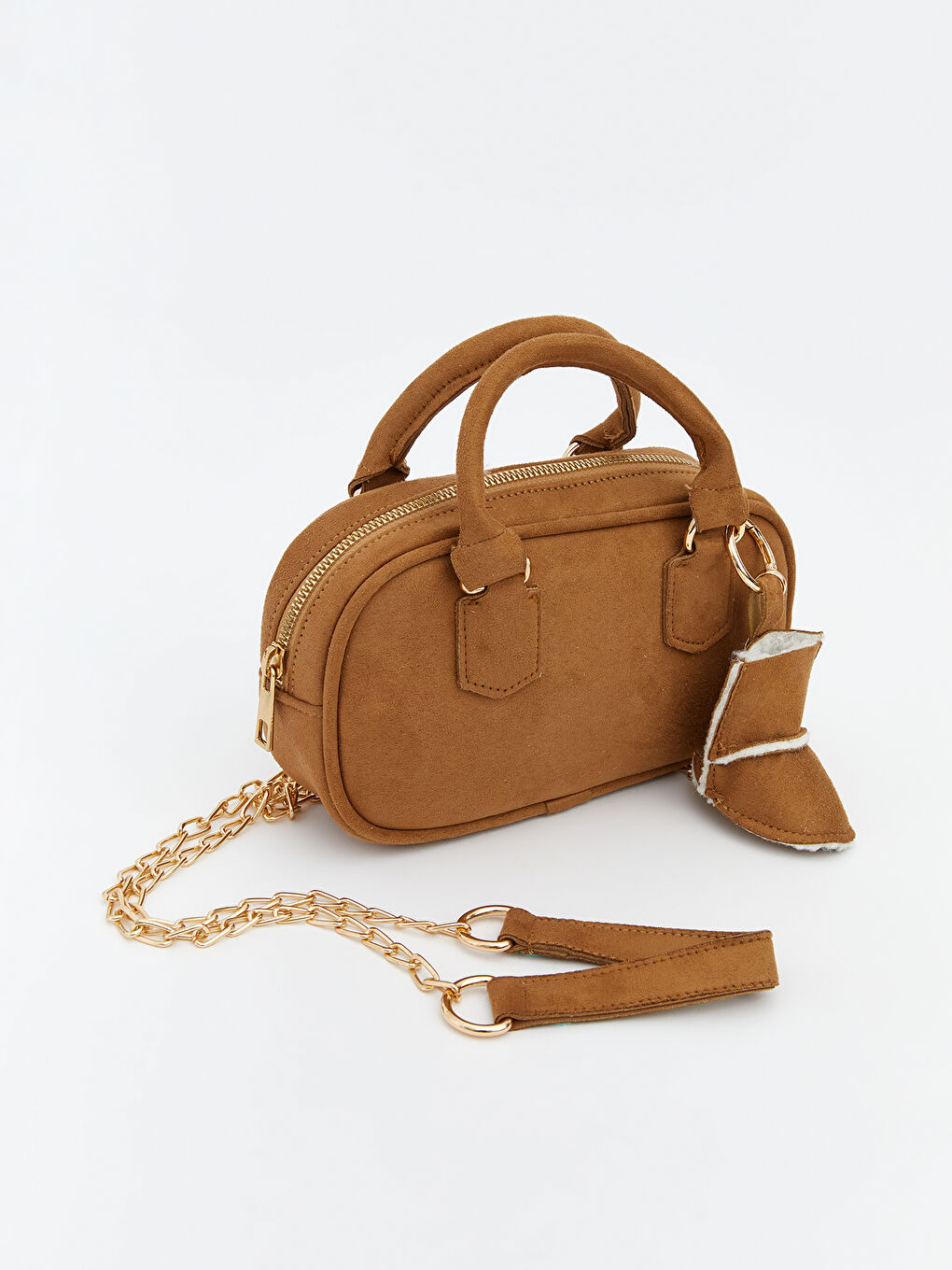 Kahverengi Süet Görünümlü Kadın Omuz Çantası-2